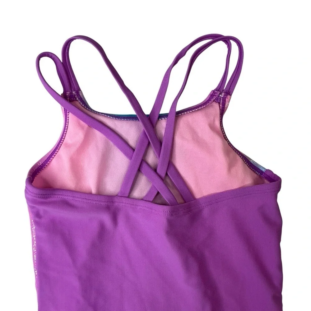 SO Girls One Piece Swimsuit‎ Shimmering Pink and Blue Swimwear Size M